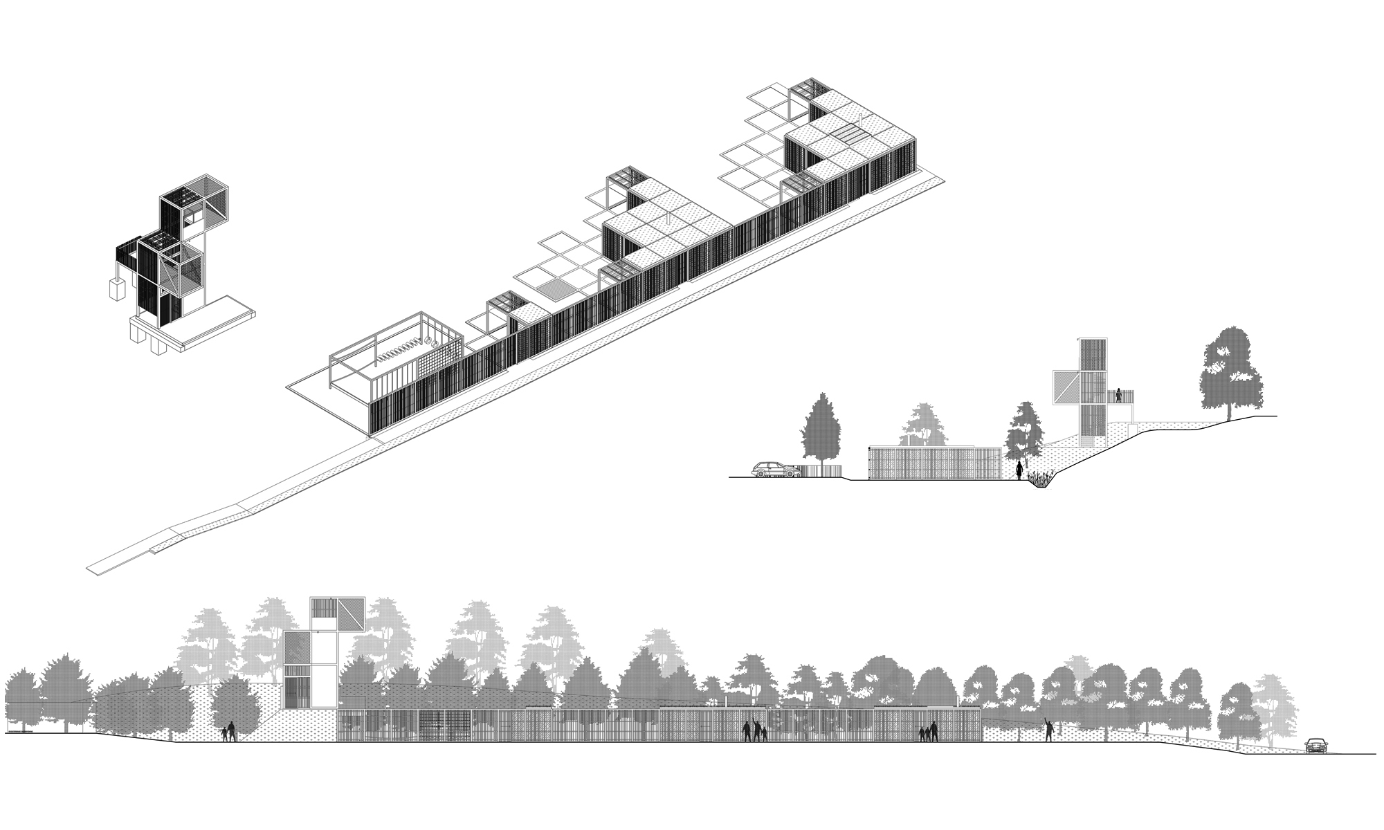 Sansehaven på Langagerskolen - skråbillede BIM model