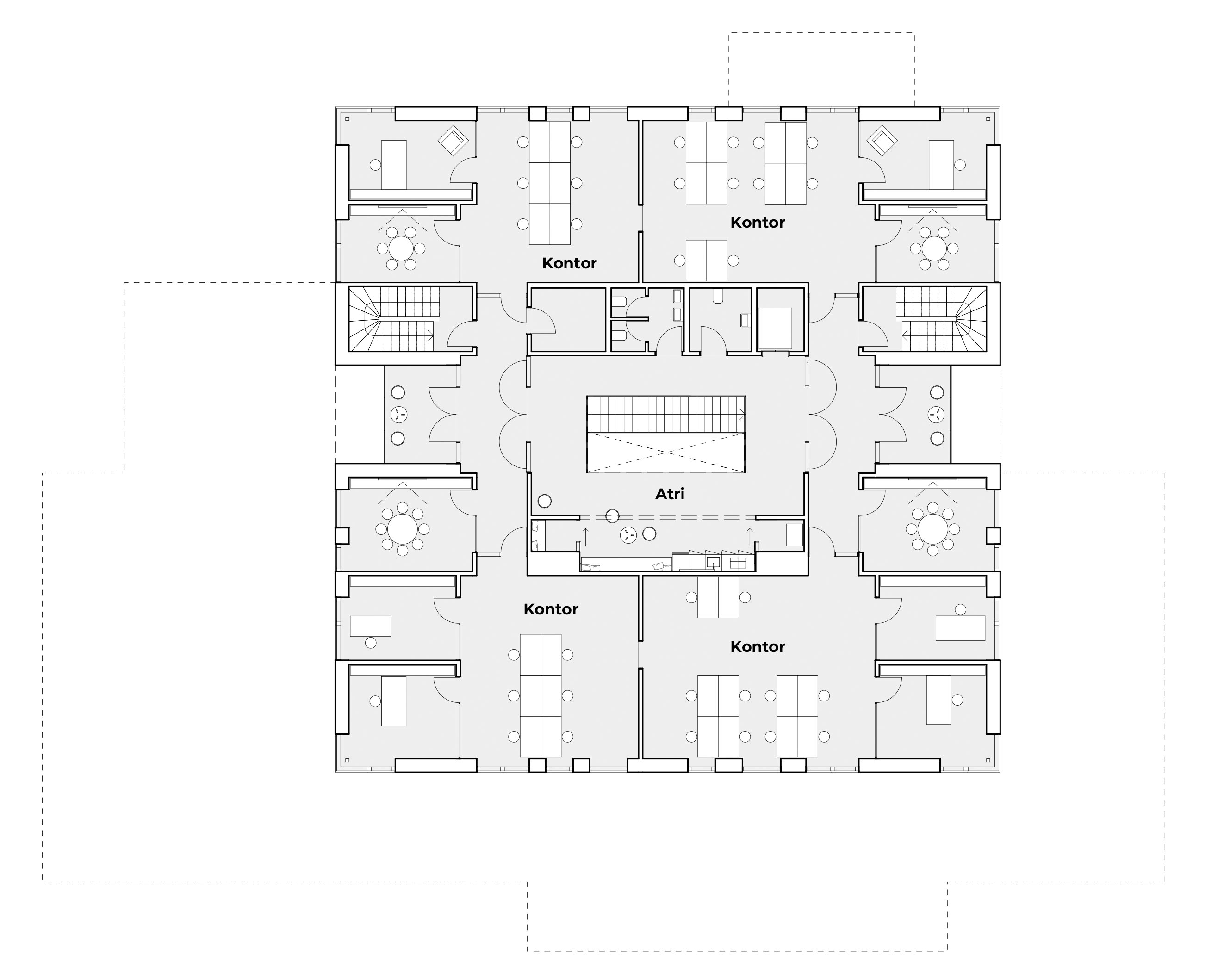 Sundheds- og kontorhus - etageplan