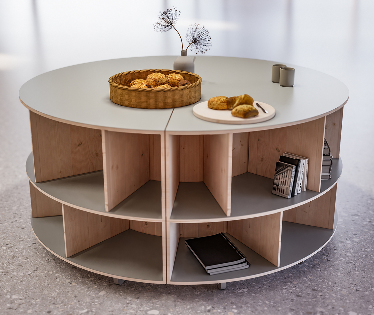 Laden - Brøruphus - visualisering af buffetbordet i salen